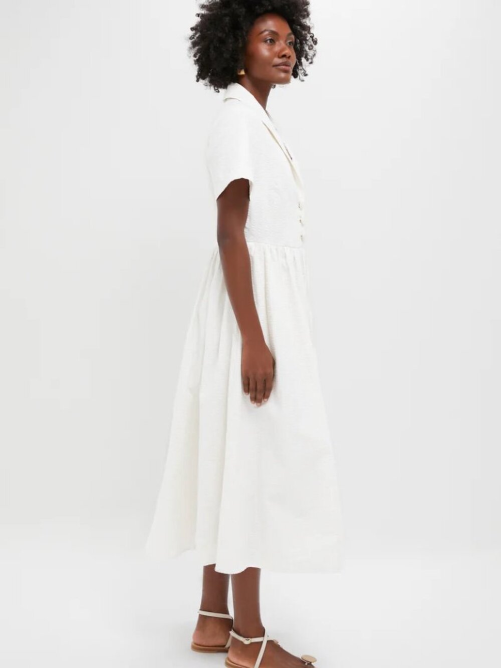 Tuckernuck White Seersucker Shawl Collar Adelaide Dress - Picture 6 of 8